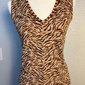 VINTAGE Y2K Tiger Print Beaded Tank